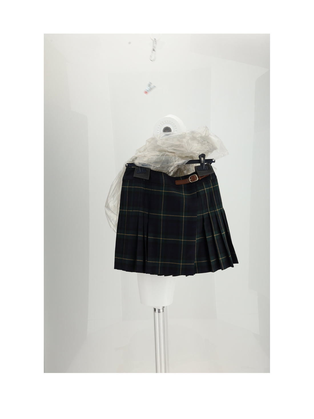 CELINE 36 mini jupe kilt detail cuir