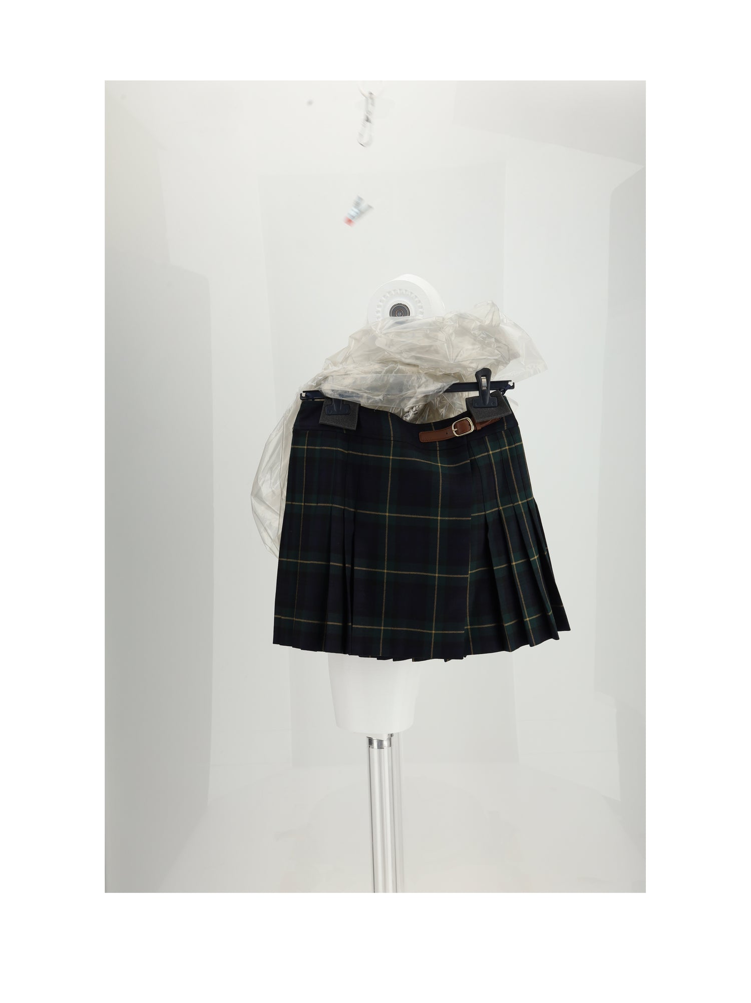 CELINE 36 mini jupe kilt detail cuir