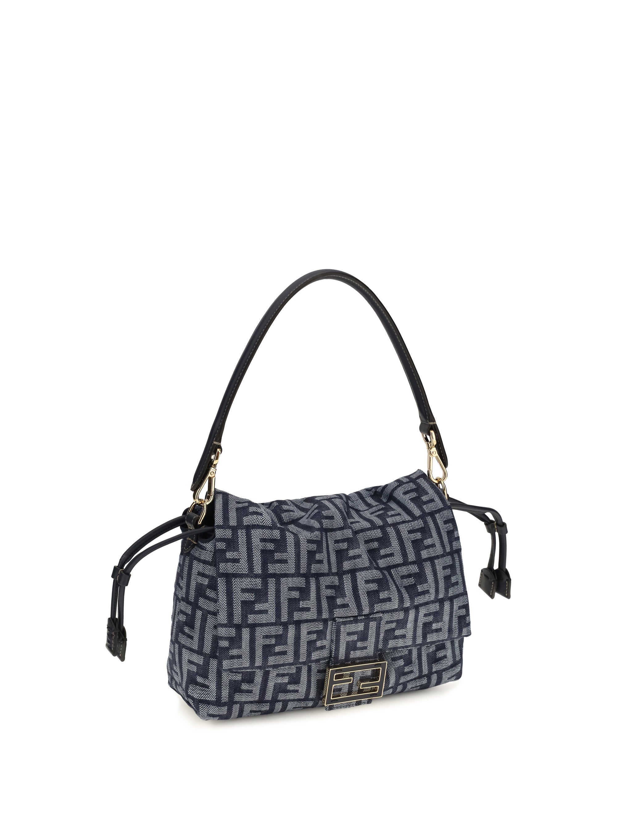 mamma baguette shoulder bag in ff jacquard denim