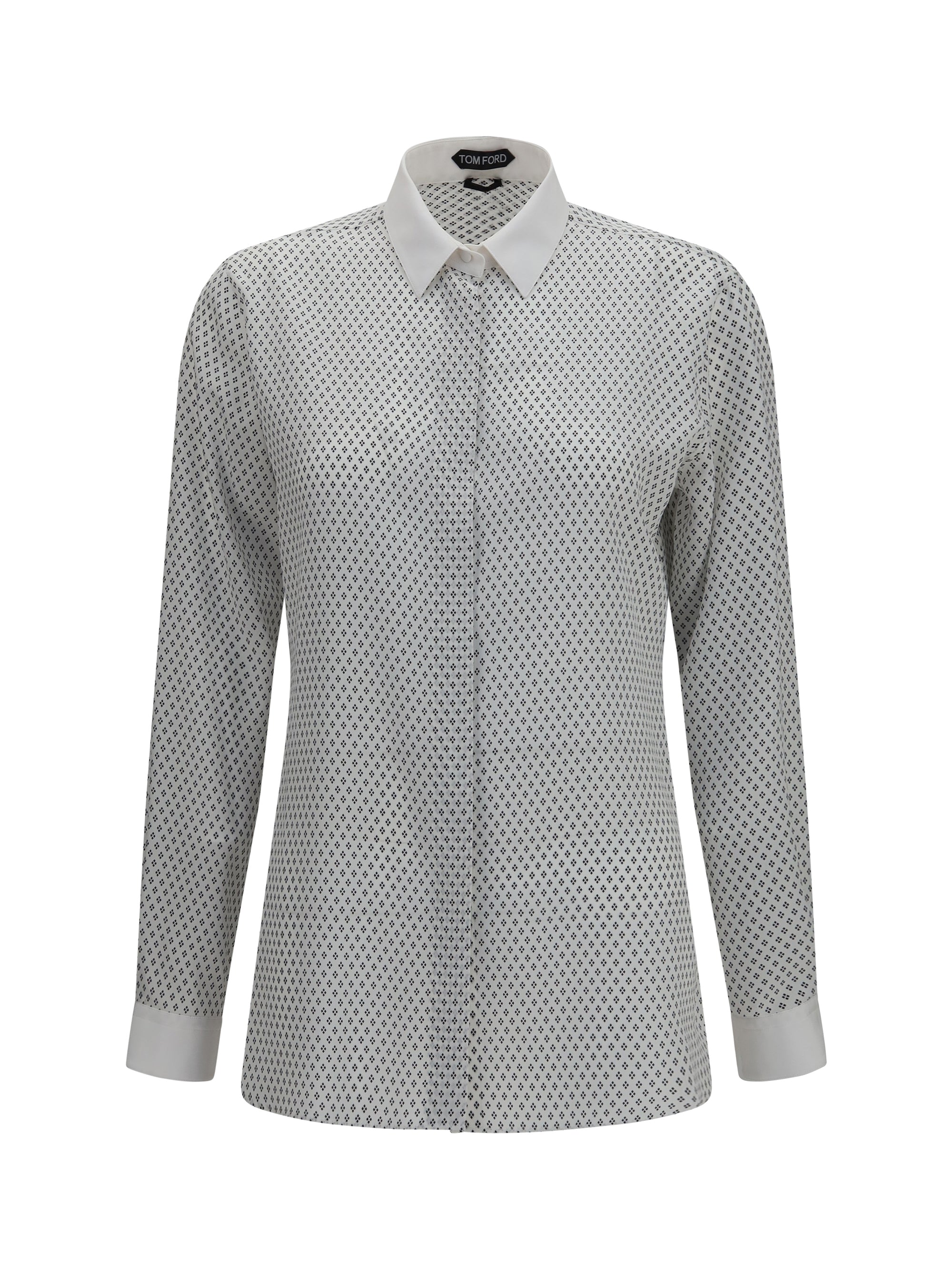 diamond print silk crêpe de chine shirt