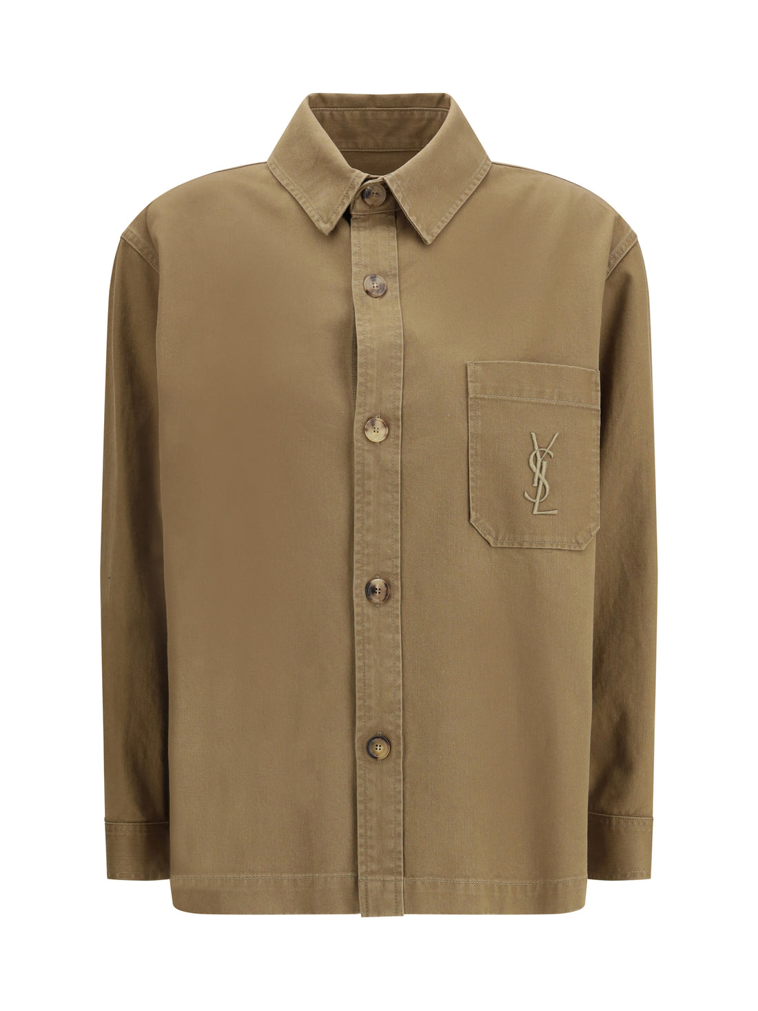 SAINT LAURENT L cassandre overshirt in cotton and linen gabardine
