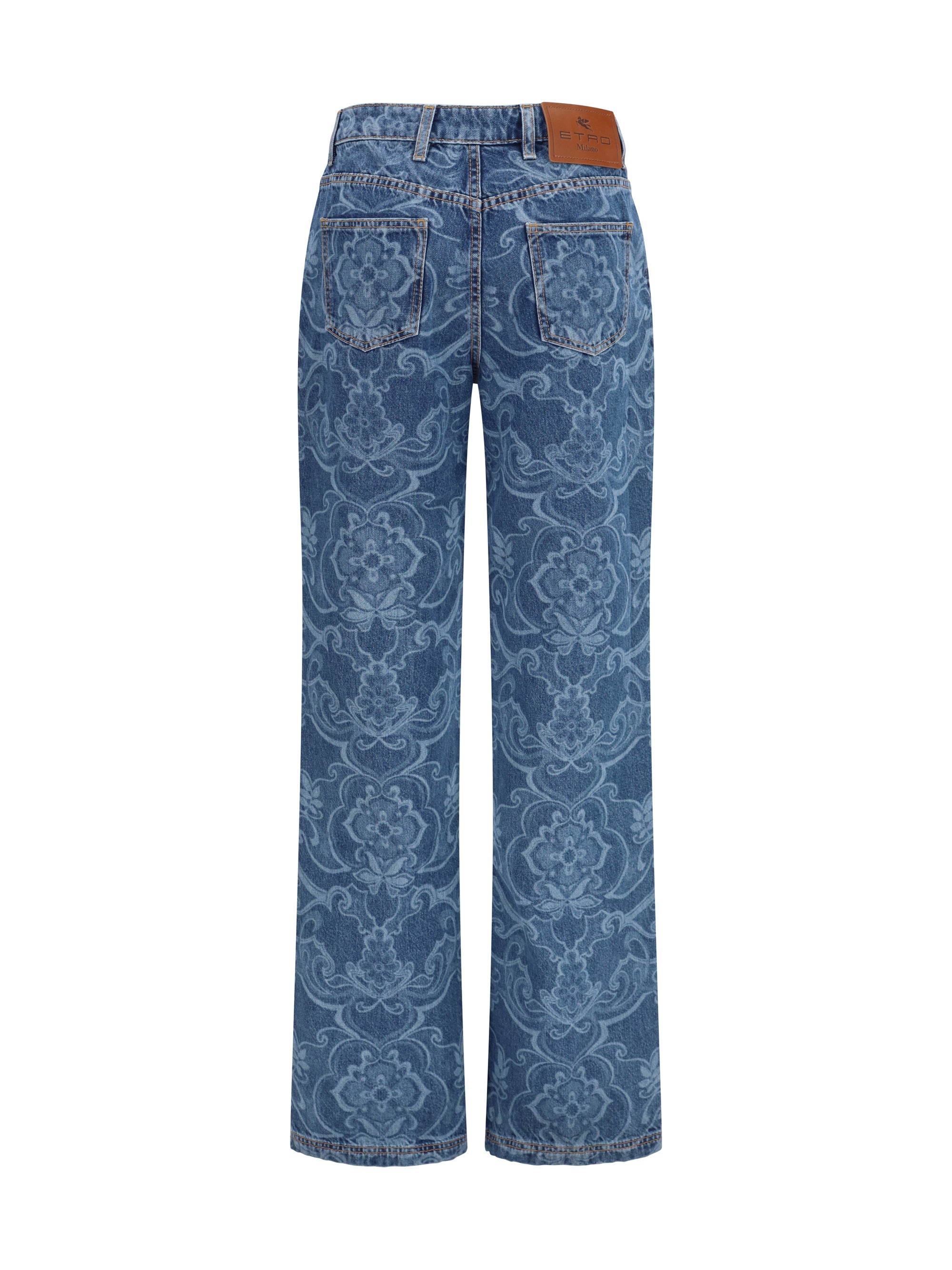 ornamental jacquard denim jeans