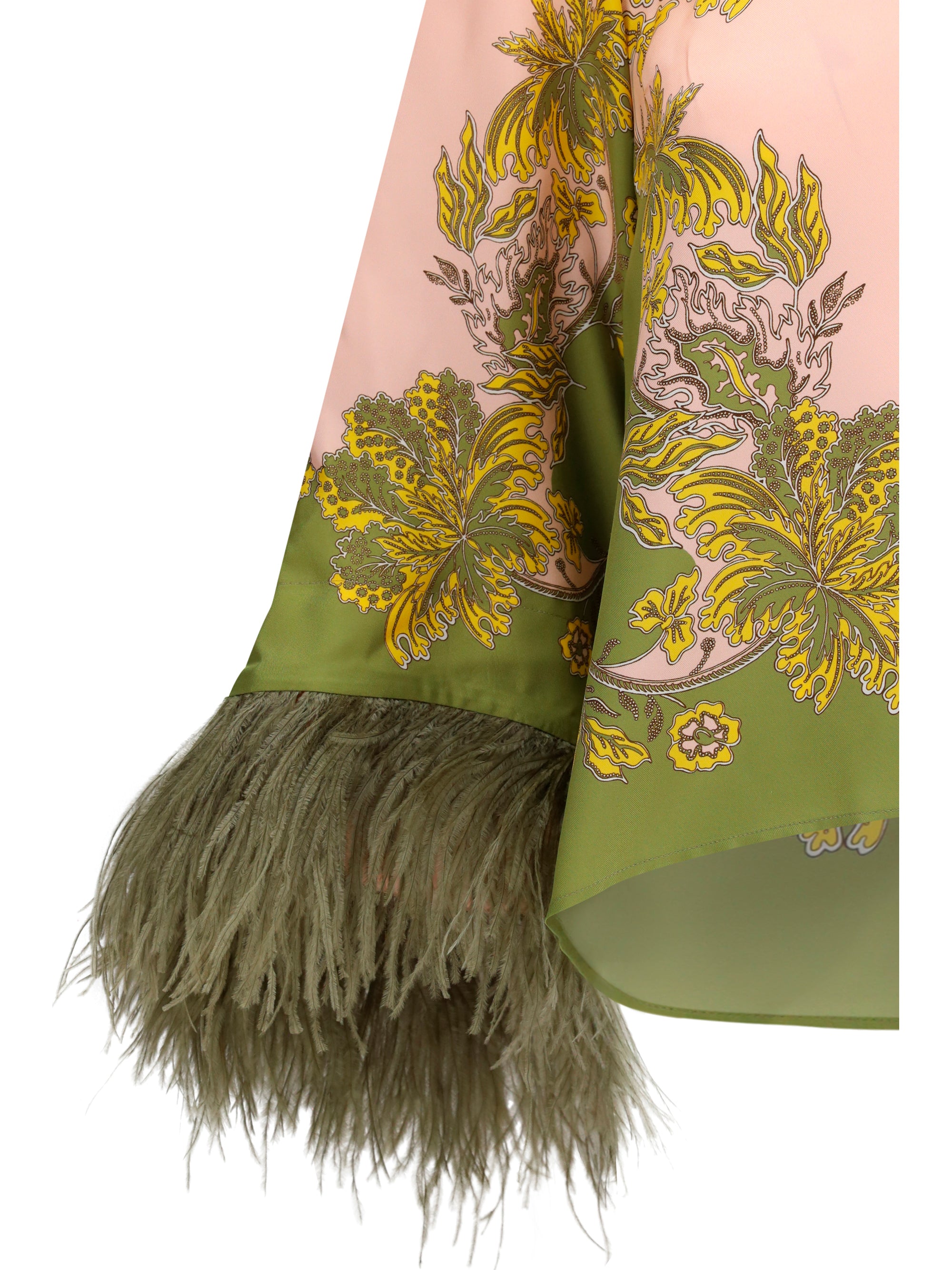 silk top with ostrich feathers