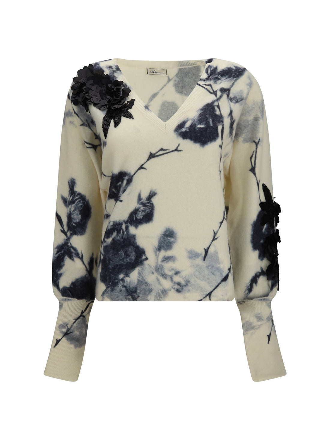 BLUMARINE M wool and cashmere sweater with applied roses