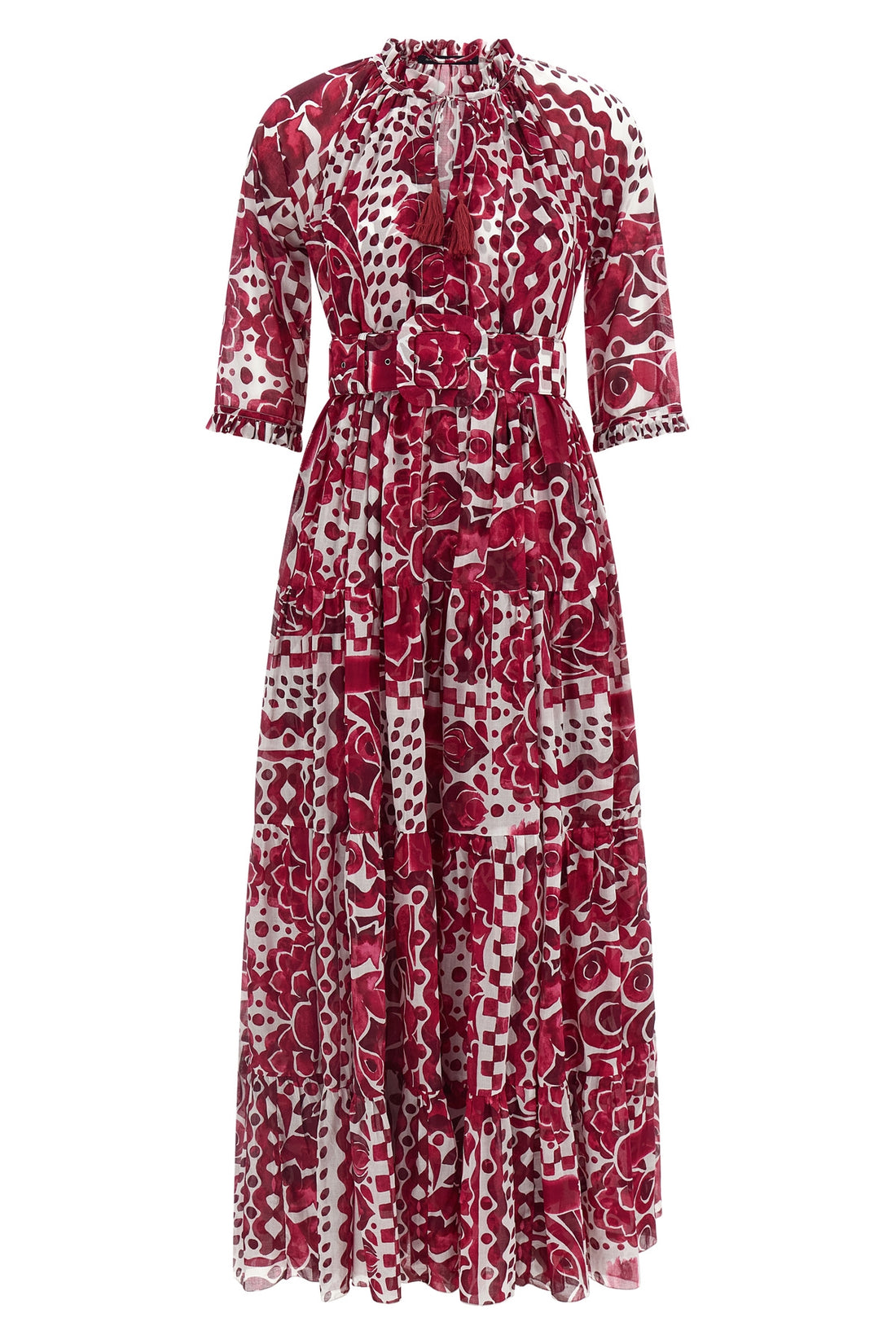 SAMANTHA SUNG 2 long eden dress in all-over print cotton muslin