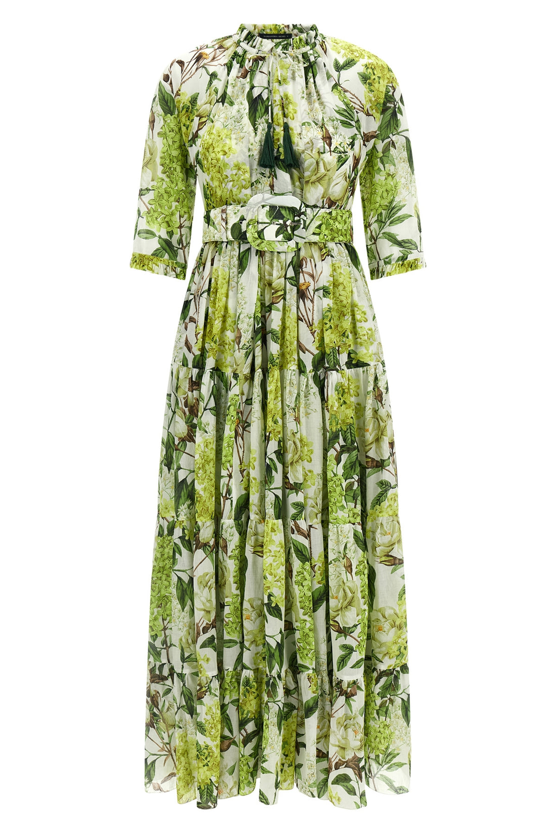SAMANTHA SUNG 2 long eden dress in all-over print cotton muslin