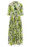 long eden dress in all-over print cotton muslin