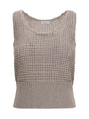 perforated sequin tank top
