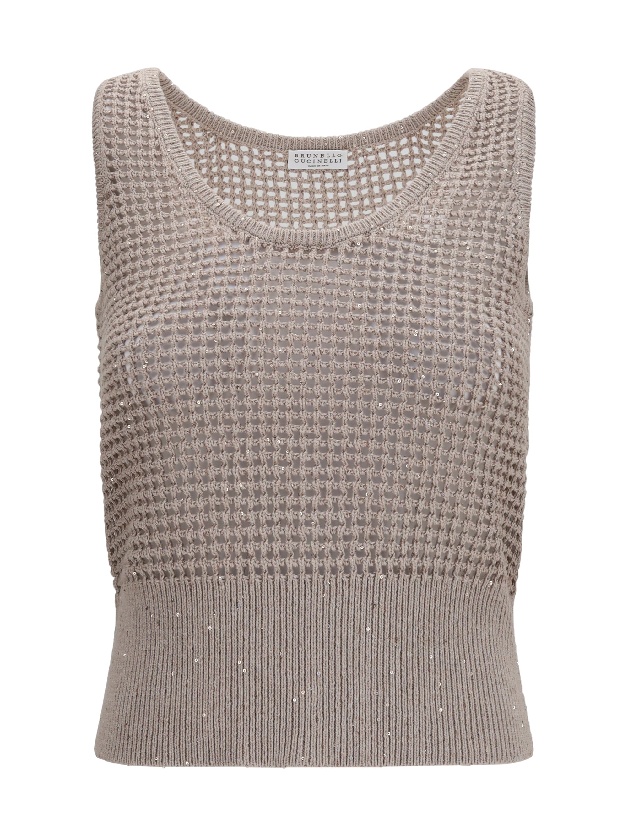 perforated sequin tank top