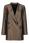 edro lamé blazer jacket in brown silk charmeuse