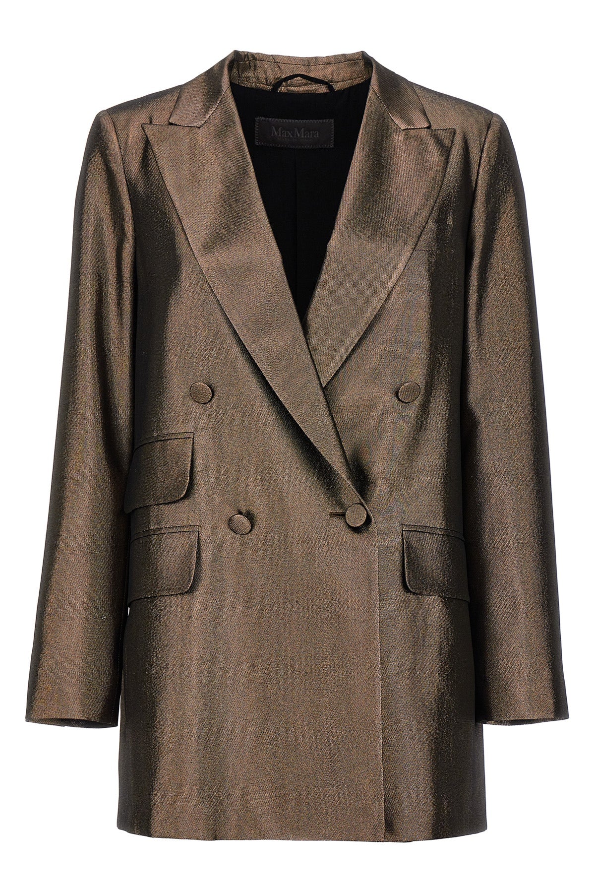 edro lamé blazer jacket in brown silk charmeuse