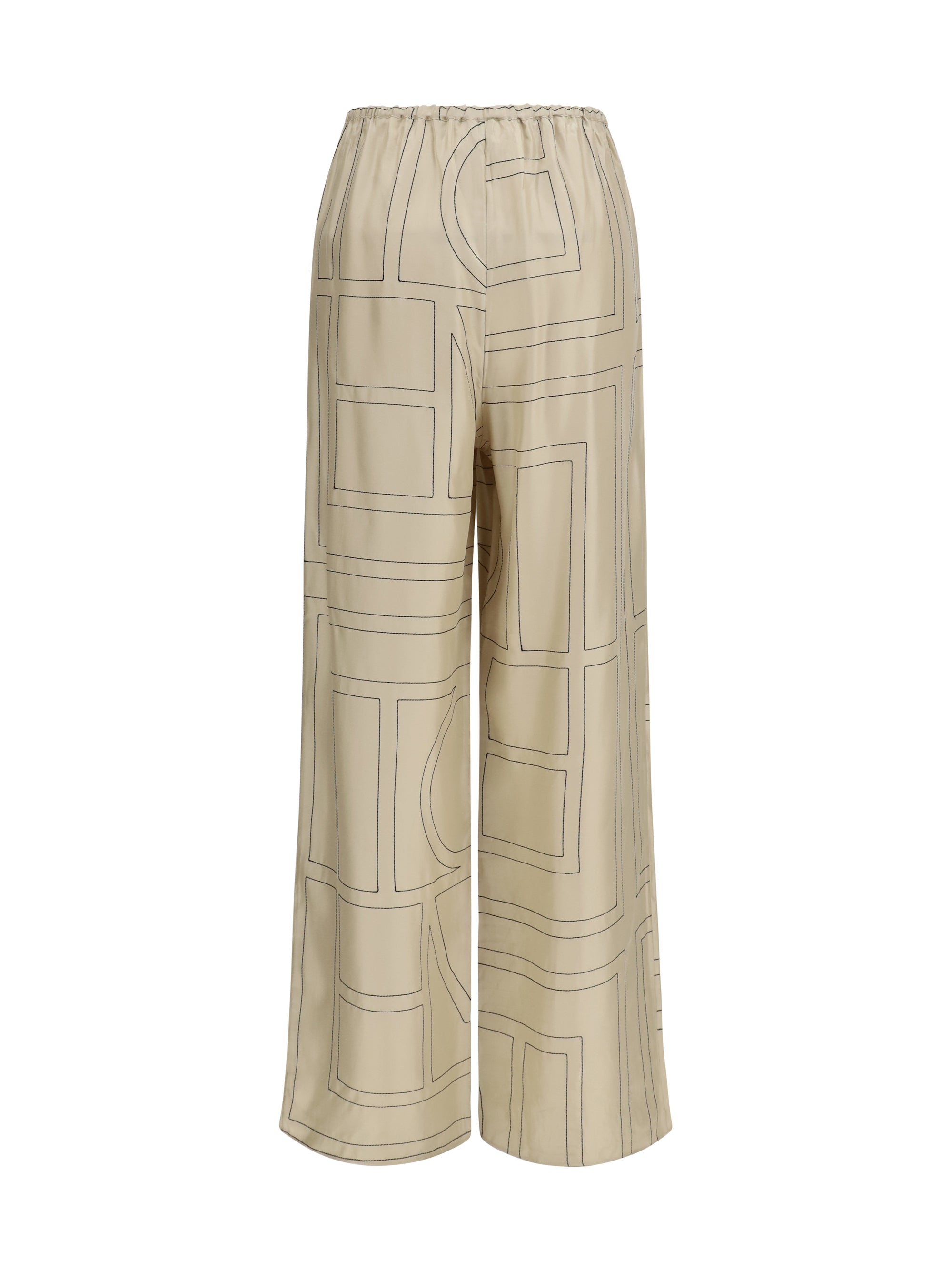 silk monogram pants