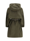 belted hooded raincoat