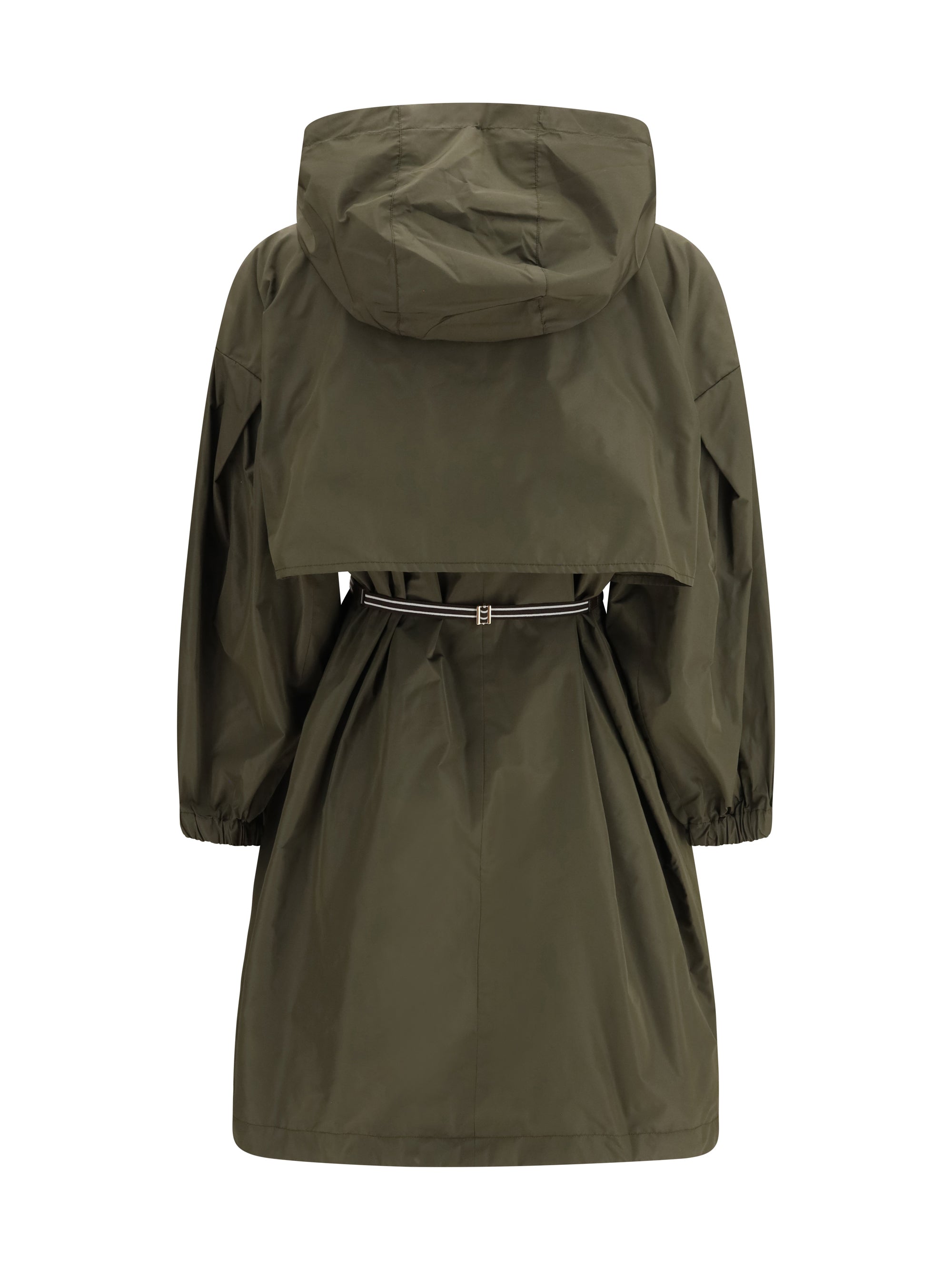 belted hooded raincoat