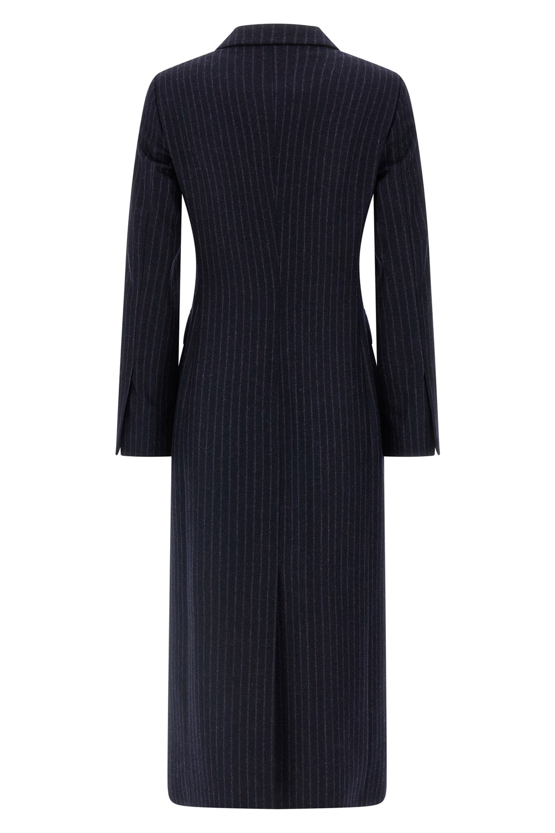 ALBERTO BIANI 42 double-breasted long coat in cool pinstriped wool