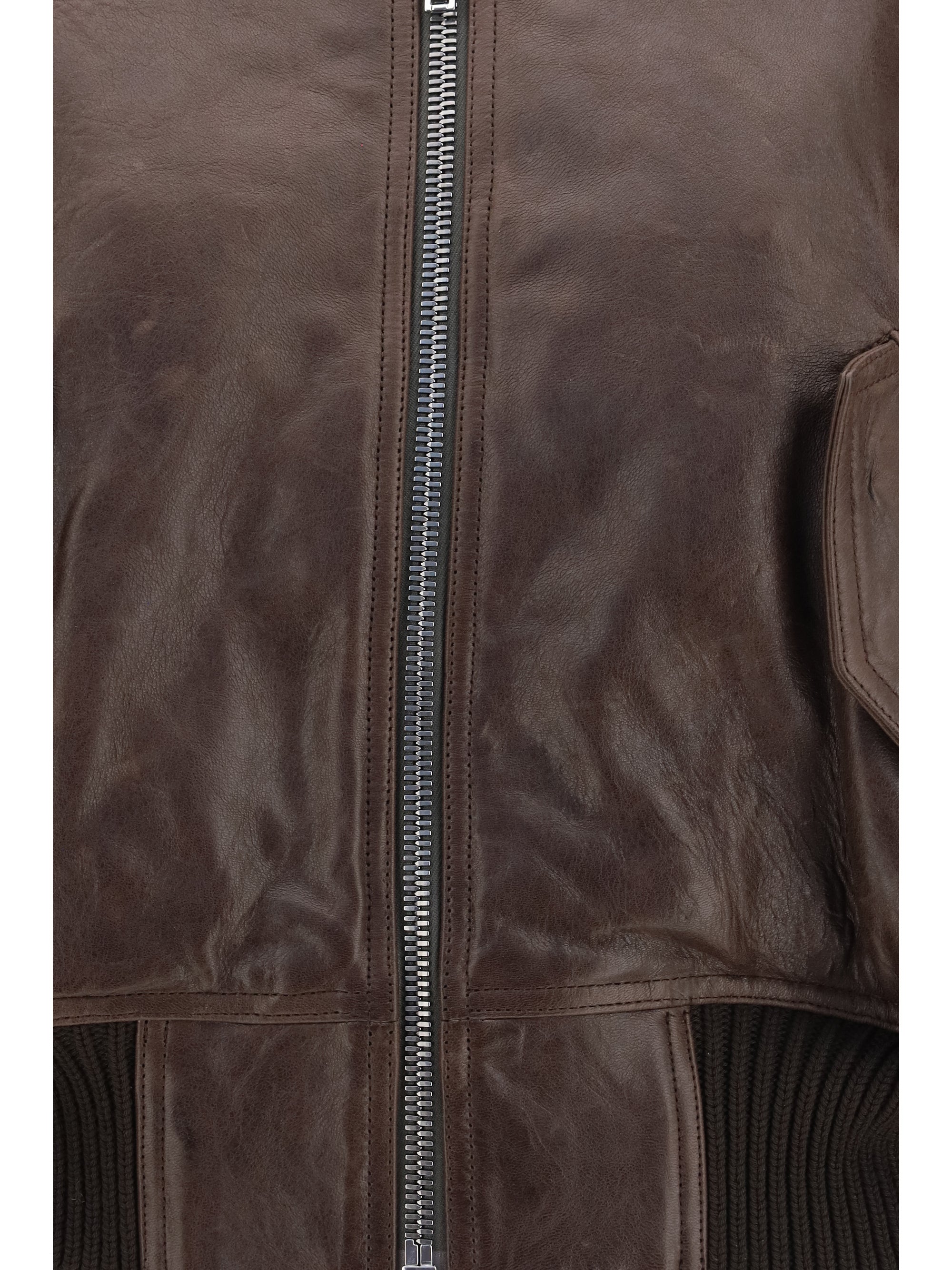 cropped leather bomber jacket