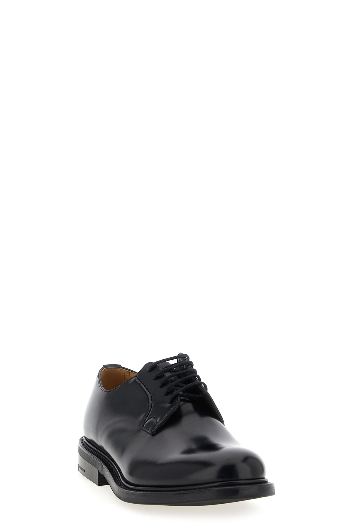 shannon derby in polished brushed calf leather