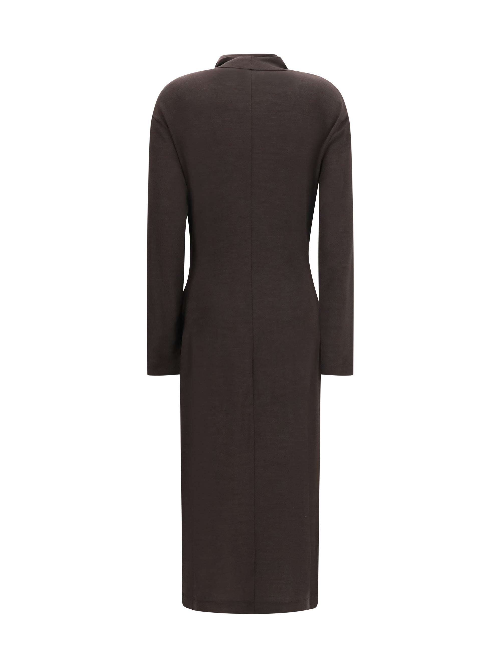 techno wool jersey draped dress with monili