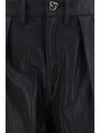 straight-leg faux leather pants with vintage effect