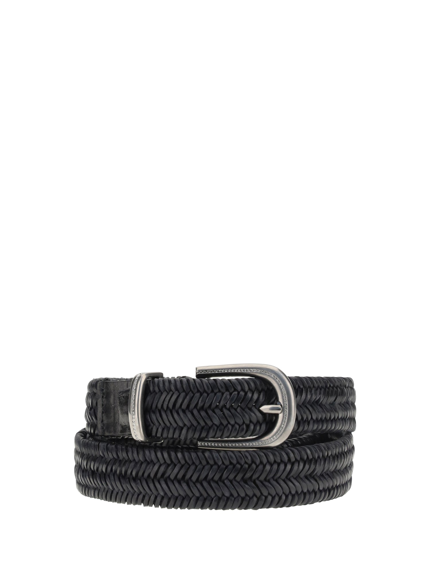 BRUNELLO CUCINELLI M braided stretch leather belt