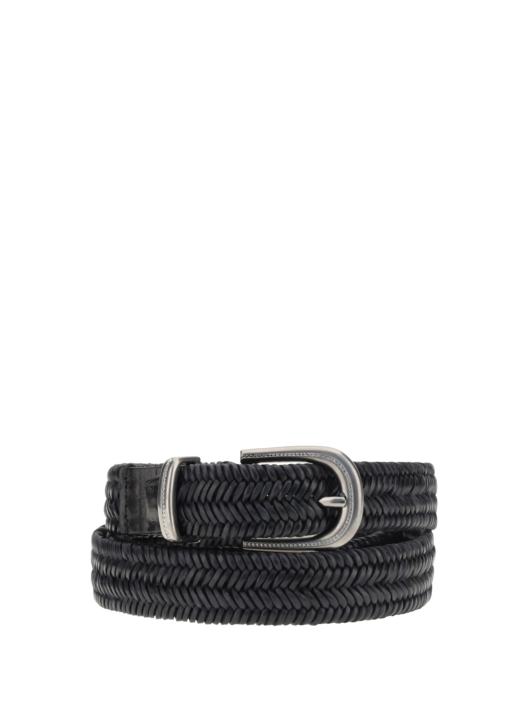 BRUNELLO CUCINELLI M braided stretch leather belt