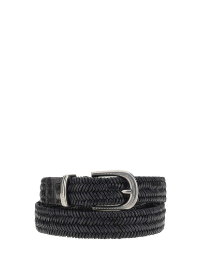 BRUNELLO CUCINELLI M braided stretch leather belt