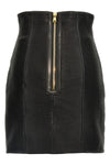 hw rolled high waist mini skirt in ribbed leather