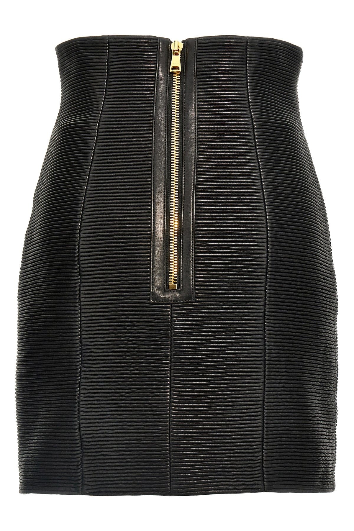 hw rolled high waist mini skirt in ribbed leather