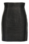 hw rolled high waist mini skirt in ribbed leather