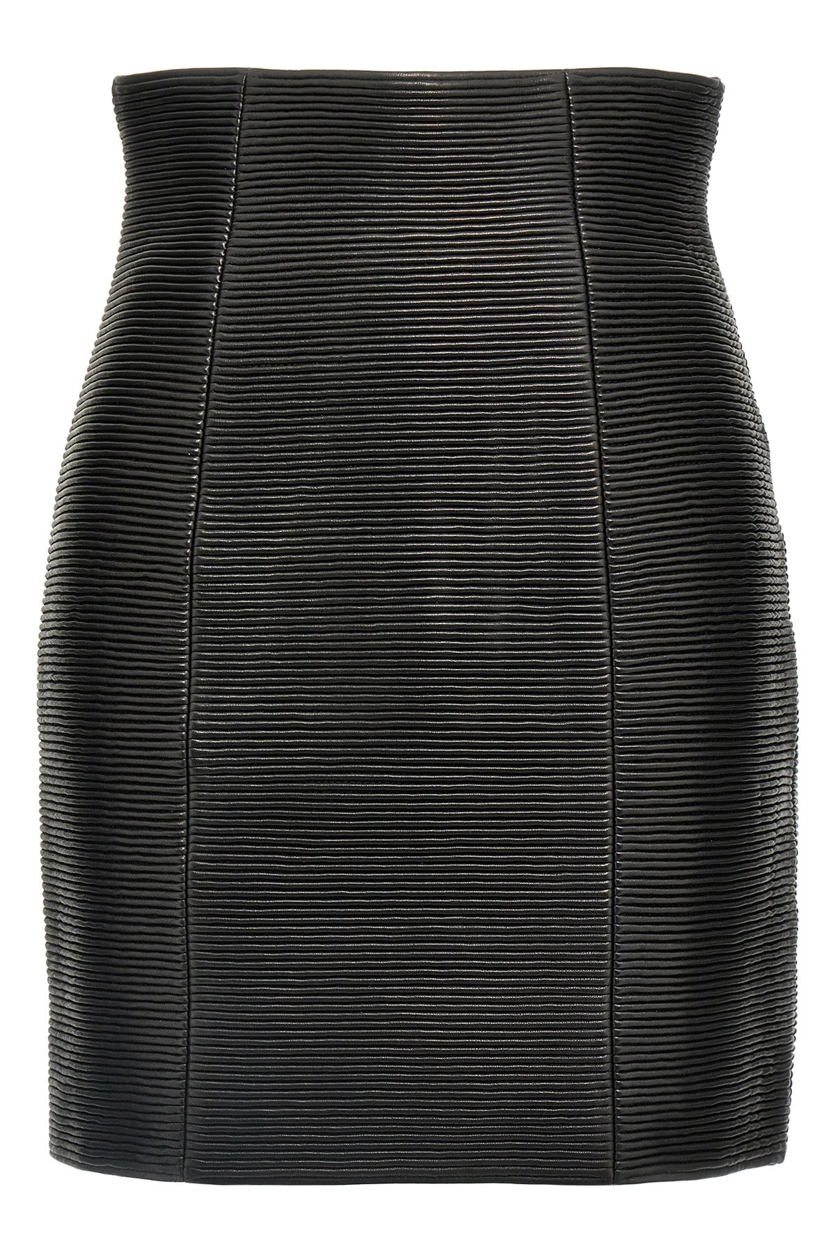 hw rolled high waist mini skirt in ribbed leather
