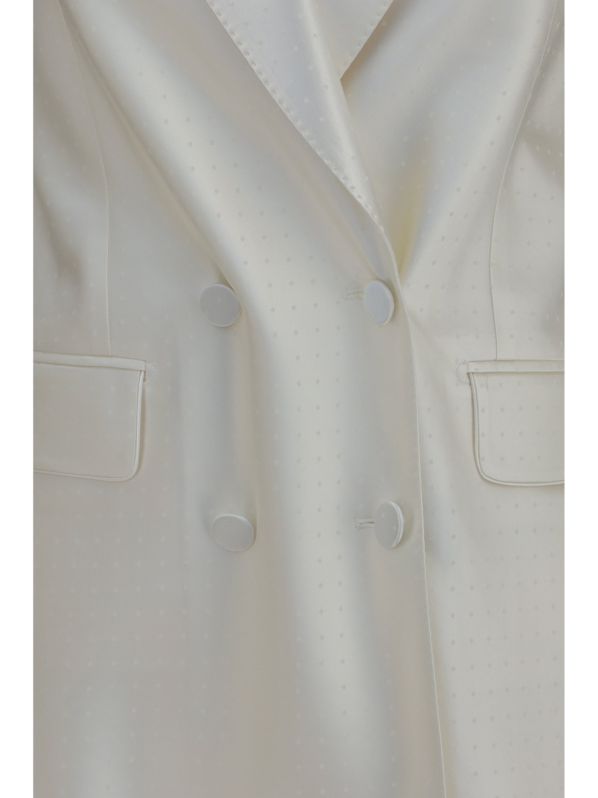 polka-dot satin double-breasted blazer