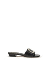 leather slide sandals