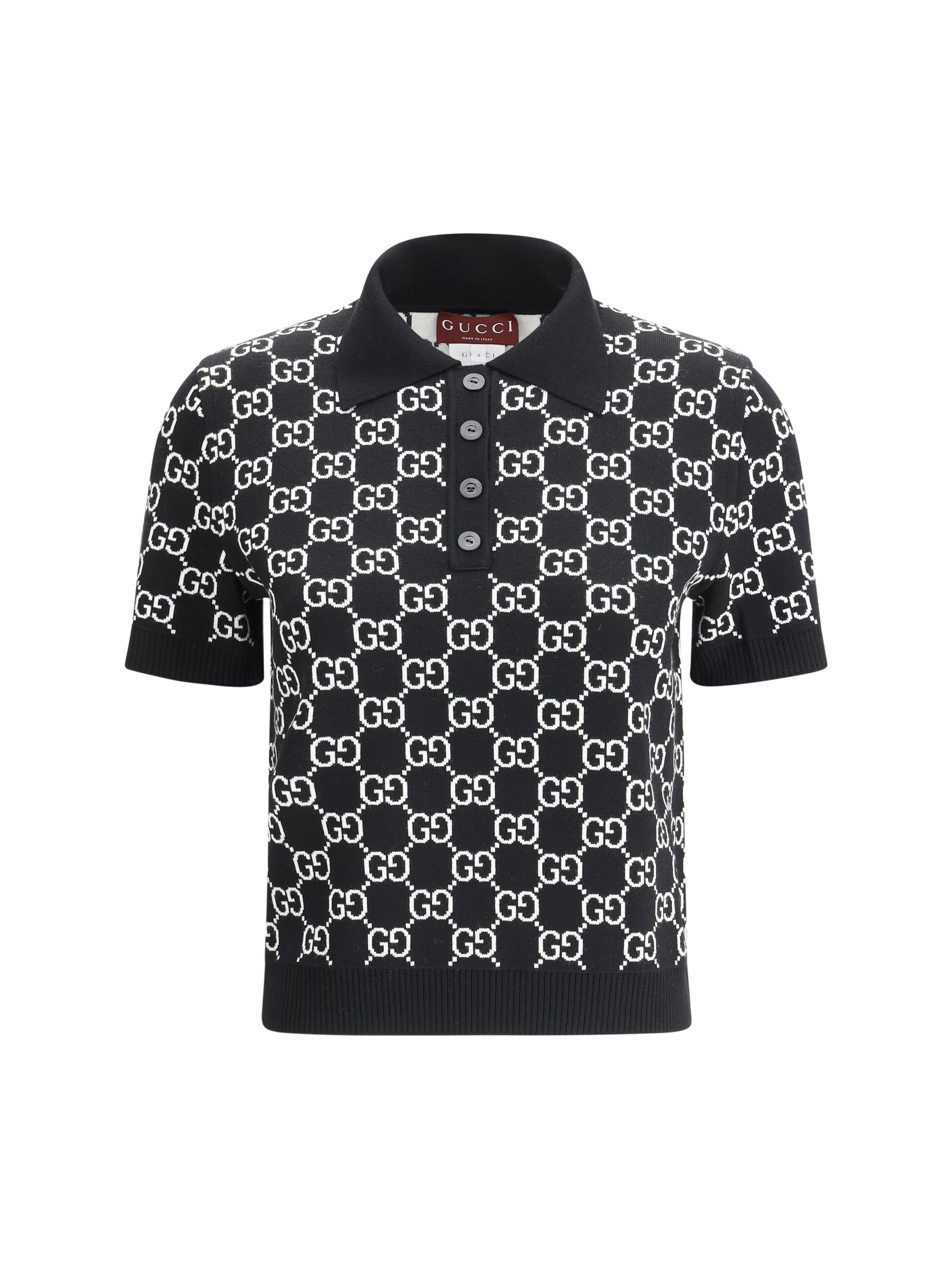 gg wool jacquard polo top