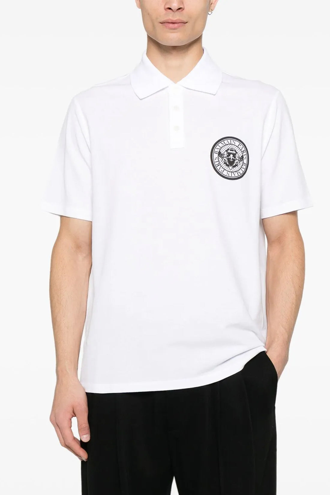 BALMAIN L piqué cotton polo shirt