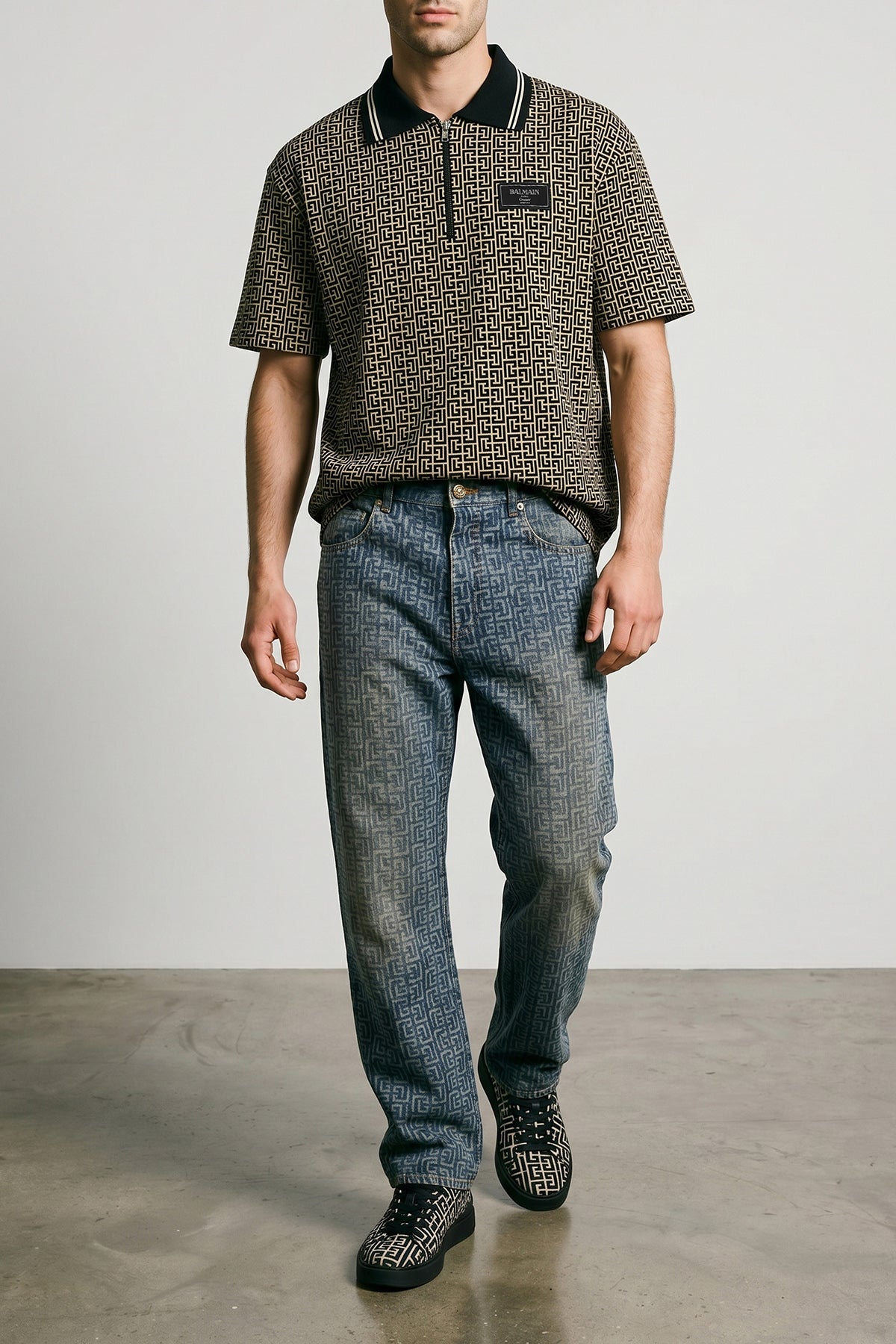 jacquard cotton polo shirt