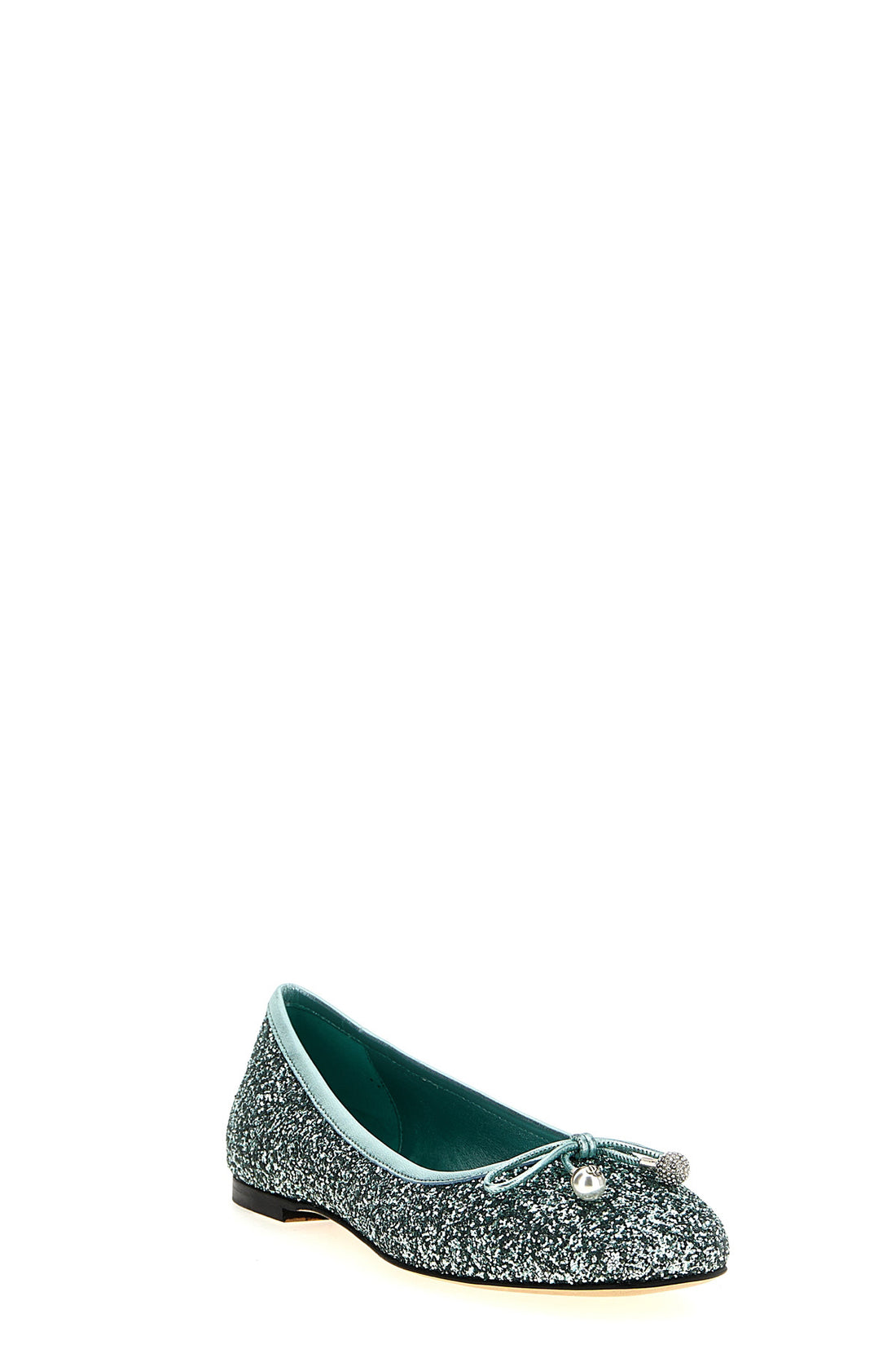 JIMMY CHOO 35 elme ballet flats in glitter-covered fabric
