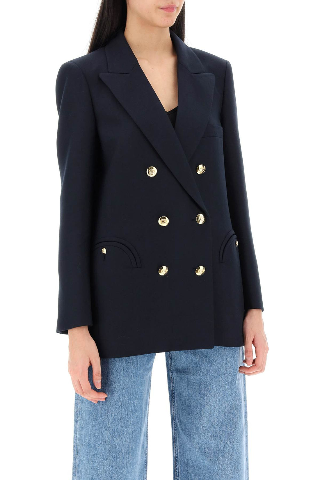 everynight alcanara double-breasted blazer