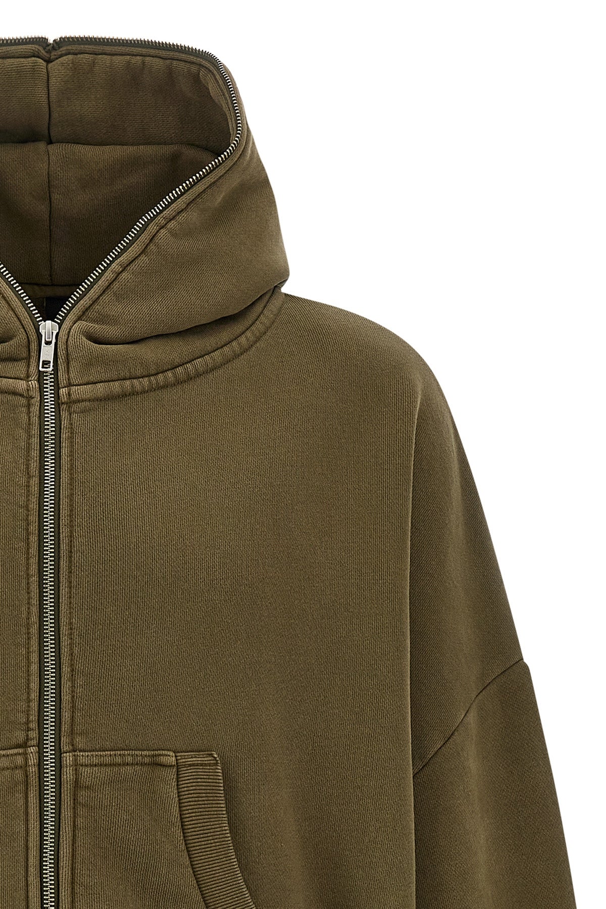 eternal zip washed slightly plush cotton hoodie