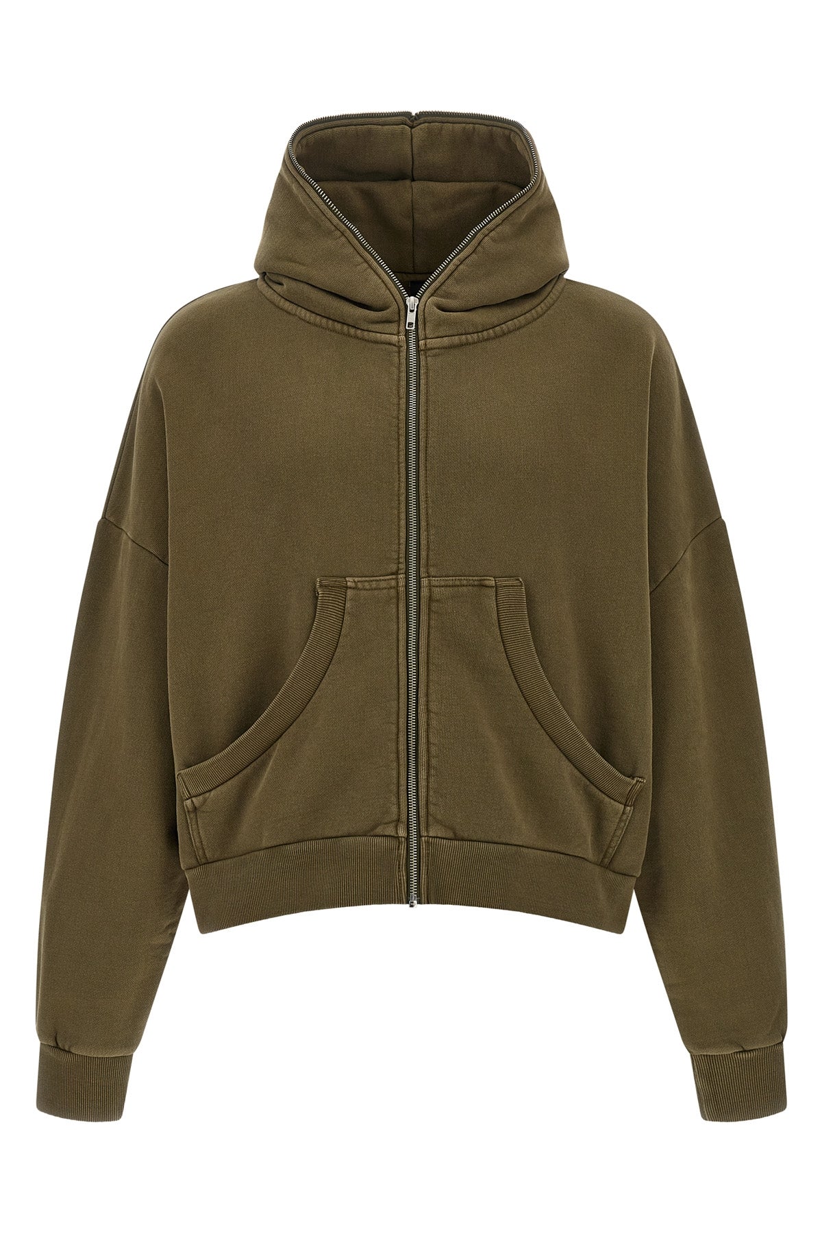 eternal zip washed slightly plush cotton hoodie