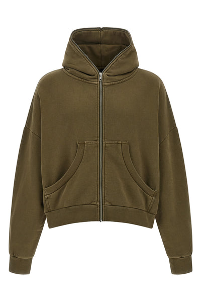 eternal zip washed slightly plush cotton hoodie