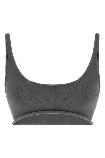 raw knit cotton knit crop top