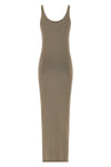 raw knit knit midi dress