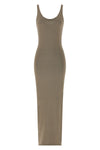 raw knit knit midi dress