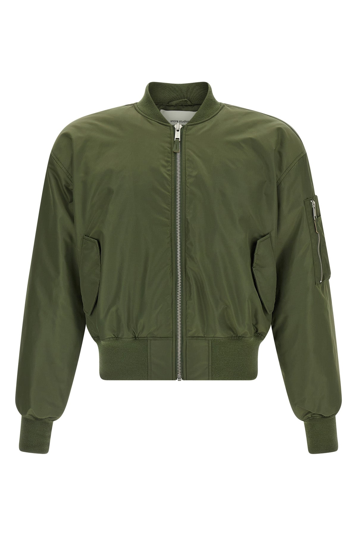shiny nylon bomber jacket