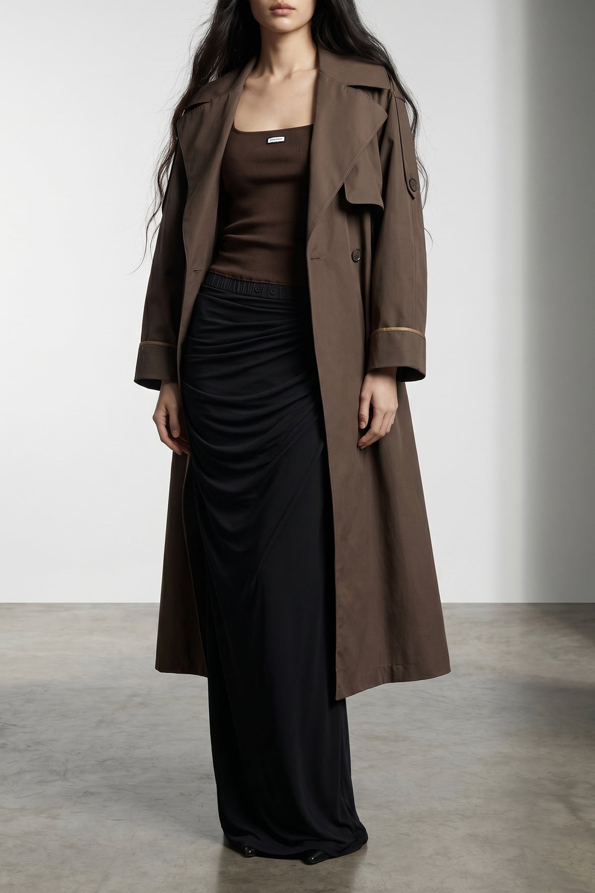 245 g/m² long drape stretch viscose skirt