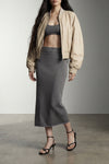 raw knit midi skirt in cotton knit