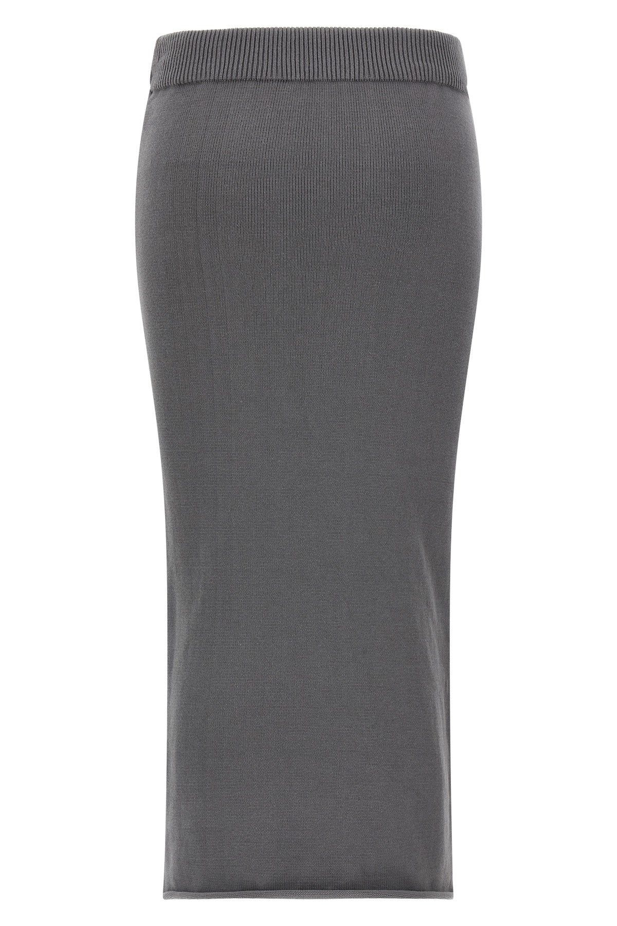raw knit midi skirt in cotton knit