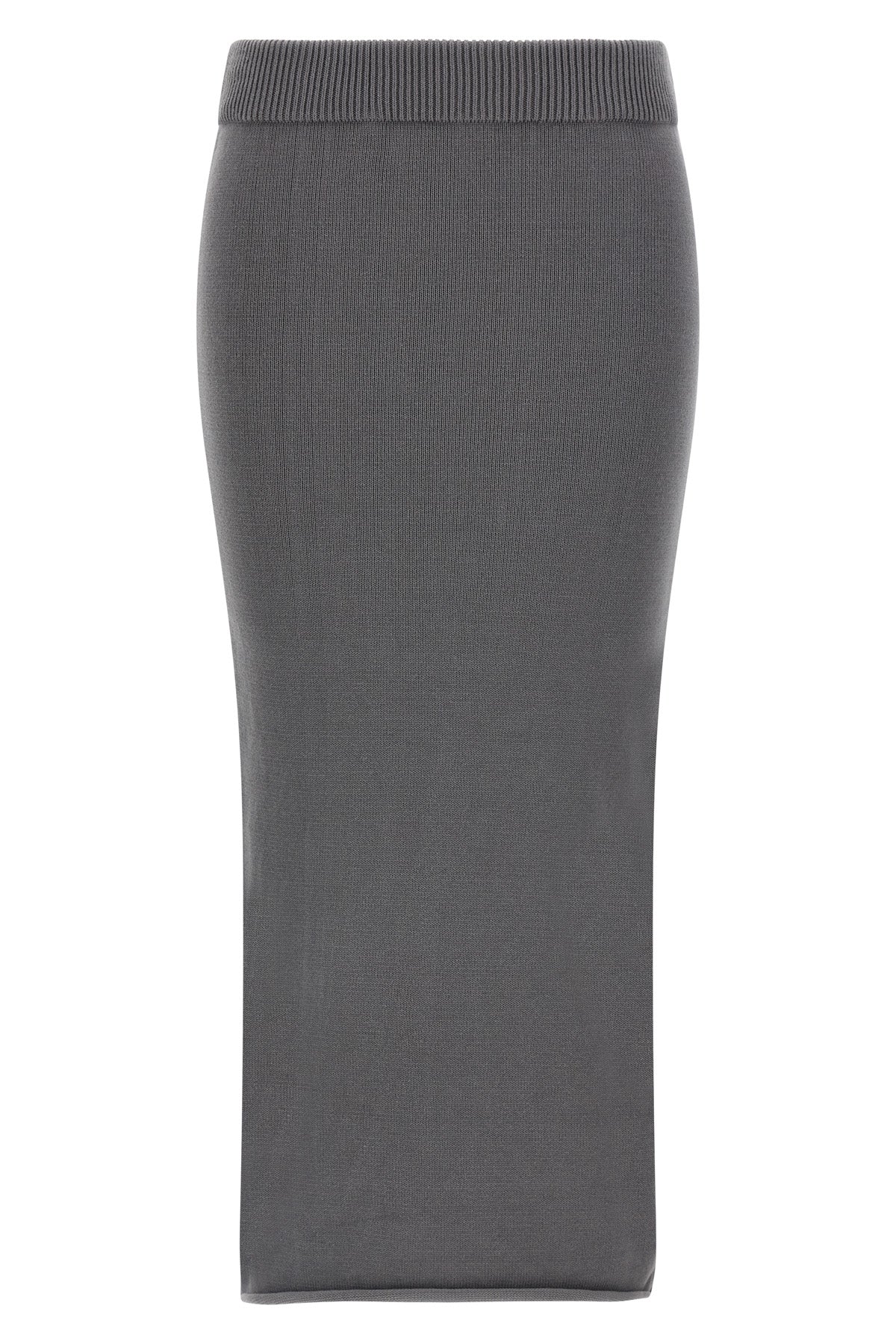 raw knit midi skirt in cotton knit