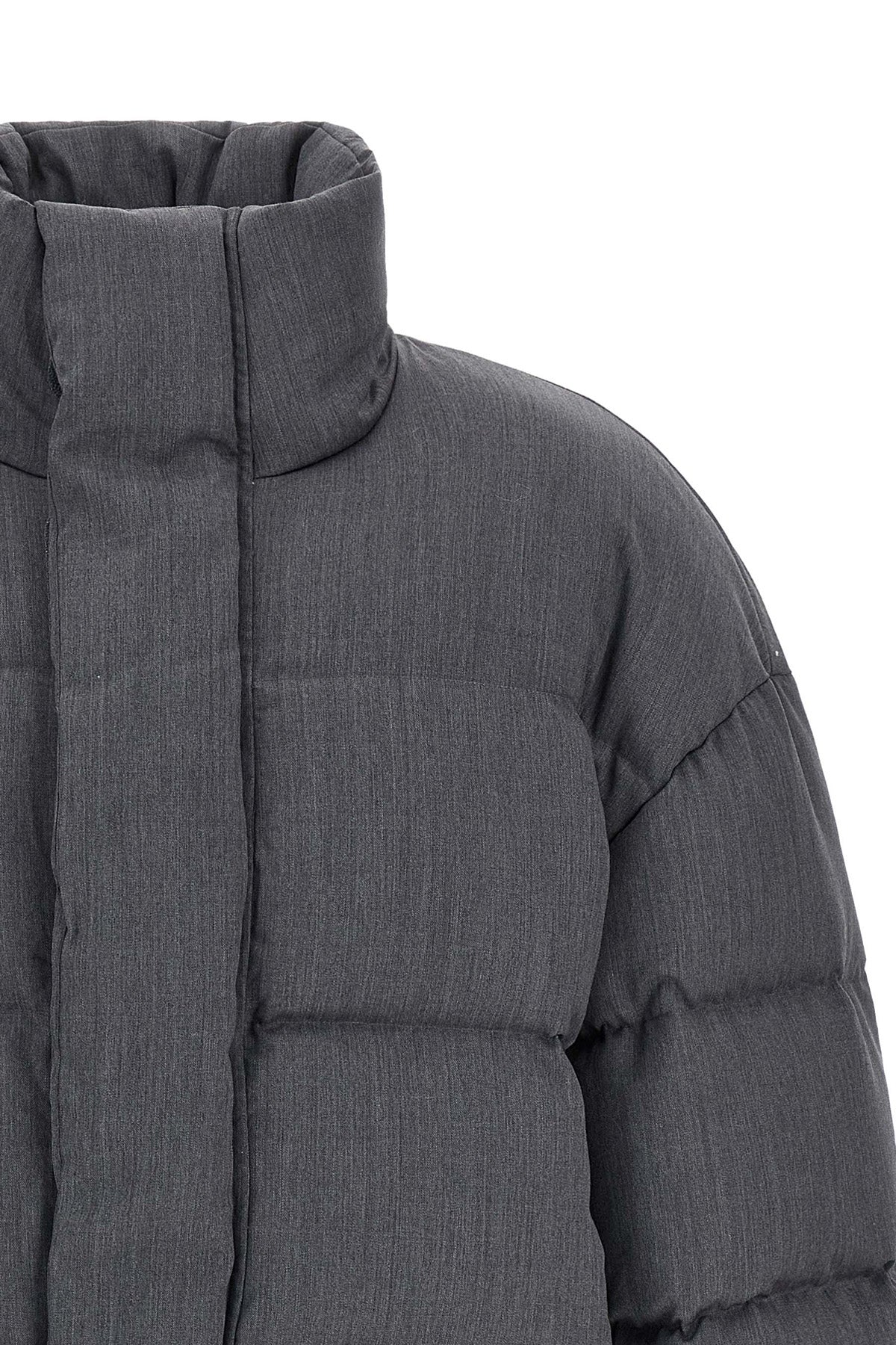 mml puffer quilted mélange wool down jacket