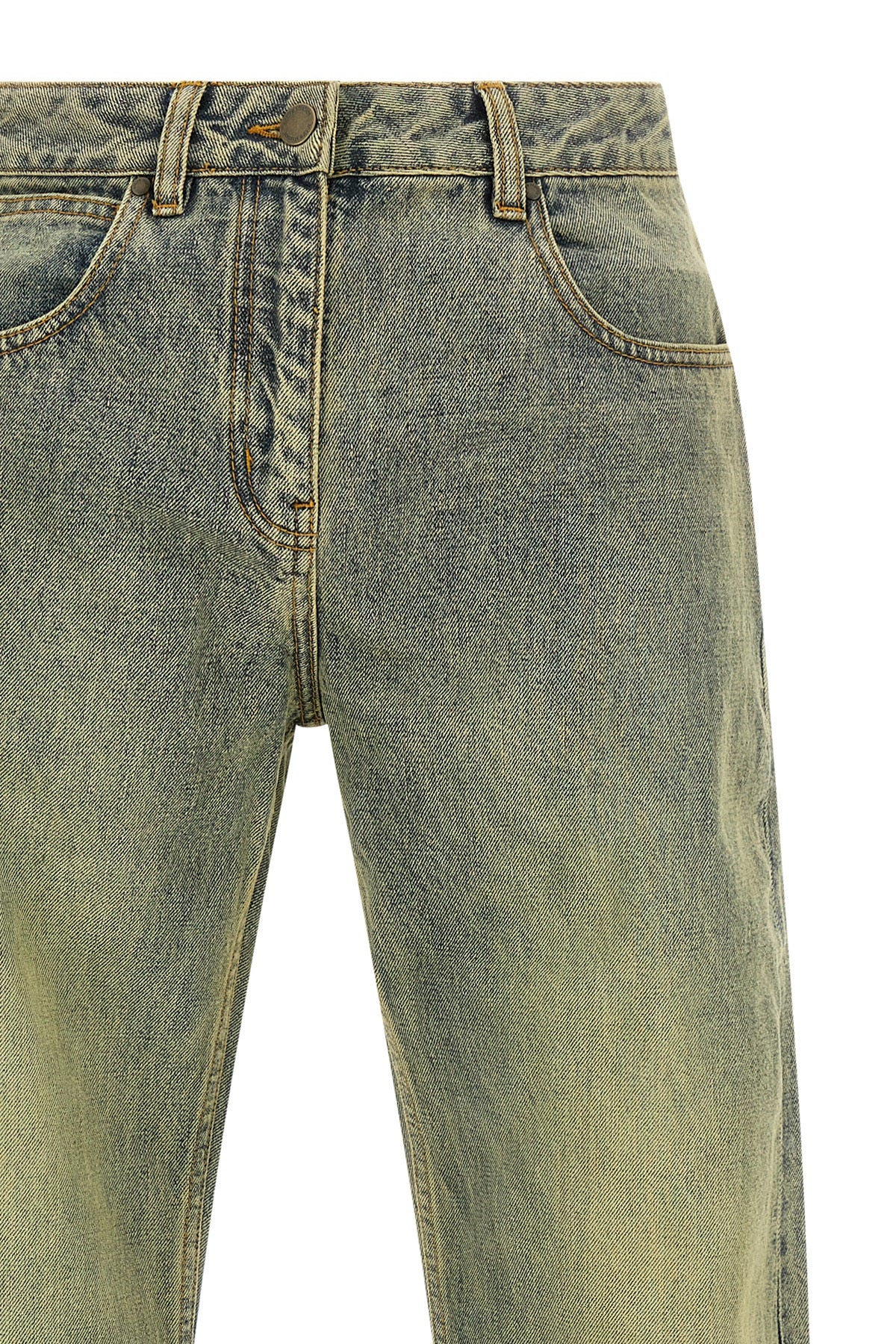 lean stonewashed cotton selvedge denim jeans